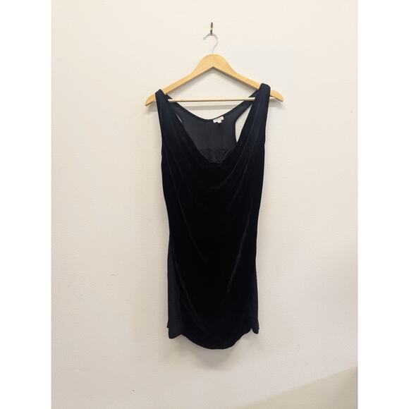 Flouce tbd velvet scoop neck black classy tank top size Large elegant blouse - Picture 7 of 7